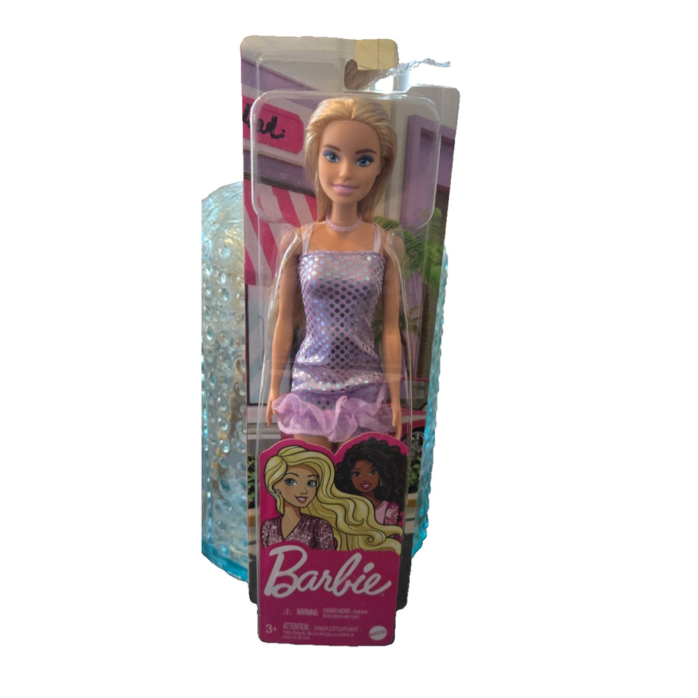 Mattel Barbie Doll Glitz Shiny Purple Dress New in Box